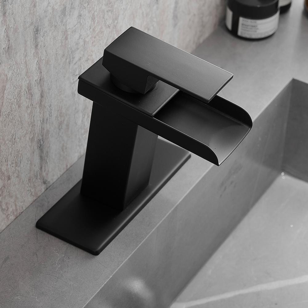 Matte Black Stainless Steel Single Handle Waterfall Bathroom Faucet