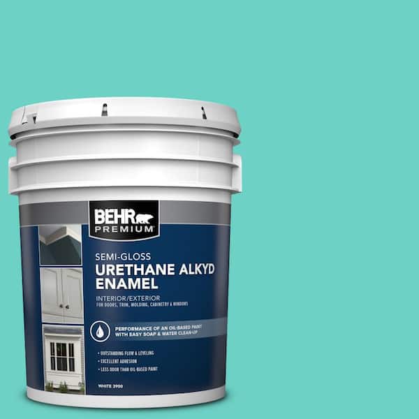 BEHR PREMIUM 5 gal. #AE-38 Water Pool Urethane Alkyd Semi-Gloss Enamel Interior/Exterior Paint
