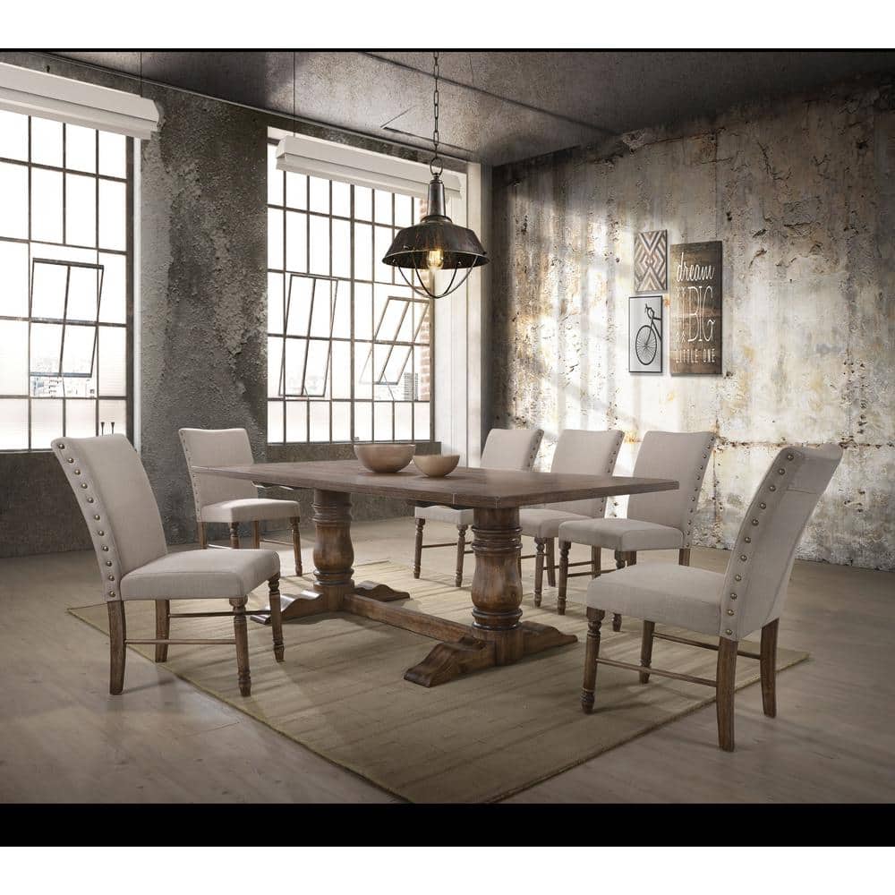 Weathered Oak 88" Rectangular Transitional Dining Table