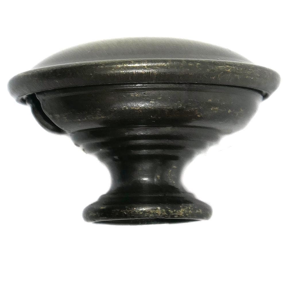 Antique Brass Round Mushroom Cabinet Knob with Mounting Hardware