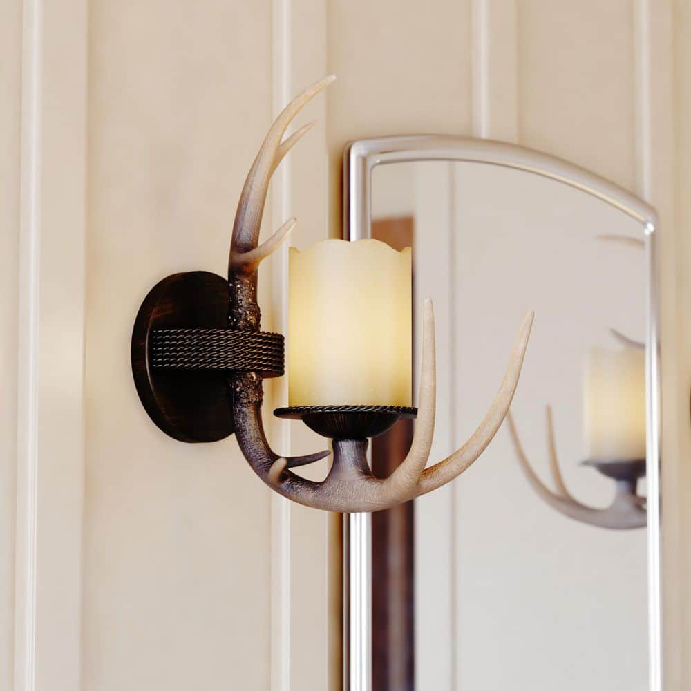 Yoho 5.5 in. W 1-Light Bronze Rustic Antler Bathroom Wall Vanity Light Fixture price history on PriceWatchPro