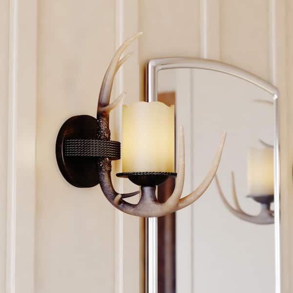 Yoho 5.5 in. W 1-Light Bronze Rustic Antler Bathroom Wall Vanity Light Fixture