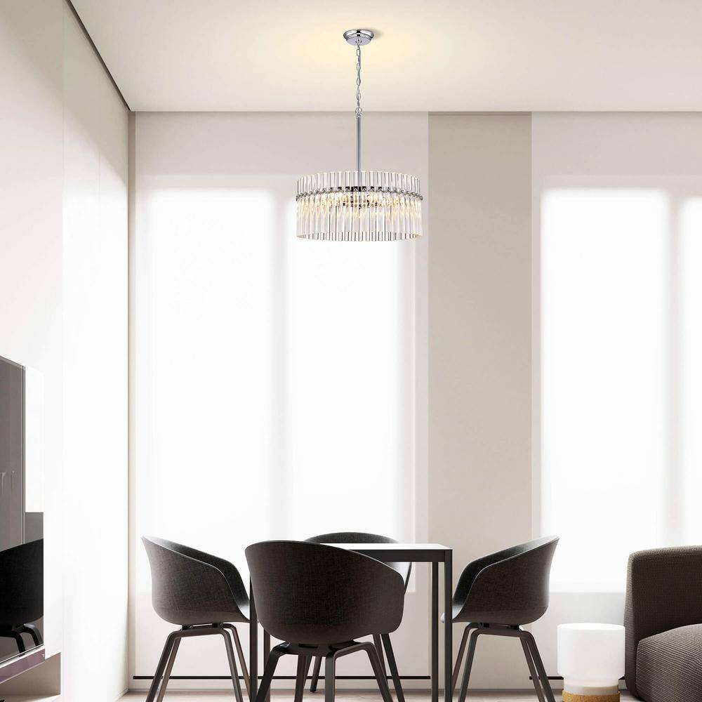 Casandra Chrome and Crystal 4-Light Drum Chandelier