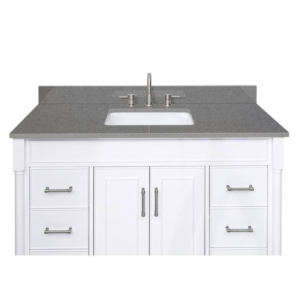 49'' Gray Quartz Single Bathroom Vanity Top with Sink