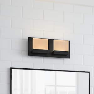 Alberson 12.2 in. W 2-Light Matte Black Integrated LED Bathroom Vanity Light Bar