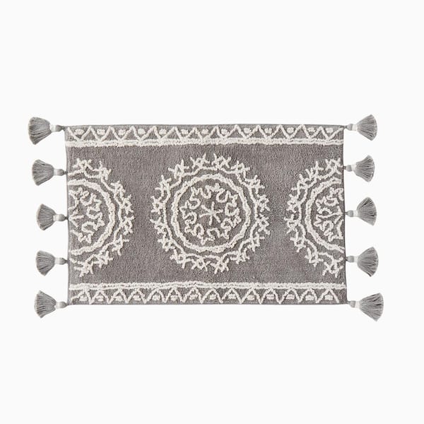 SKL Home 20 in. x 30 in. Gray Cotton Medallia Bath Rug