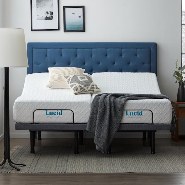 Lucid Comfort Collection Black Premium Adjustable Bed Base Split King Lucclpremskab Lucid Comfort Collection Black Premium, Power Adjustable Bed Frame Split King