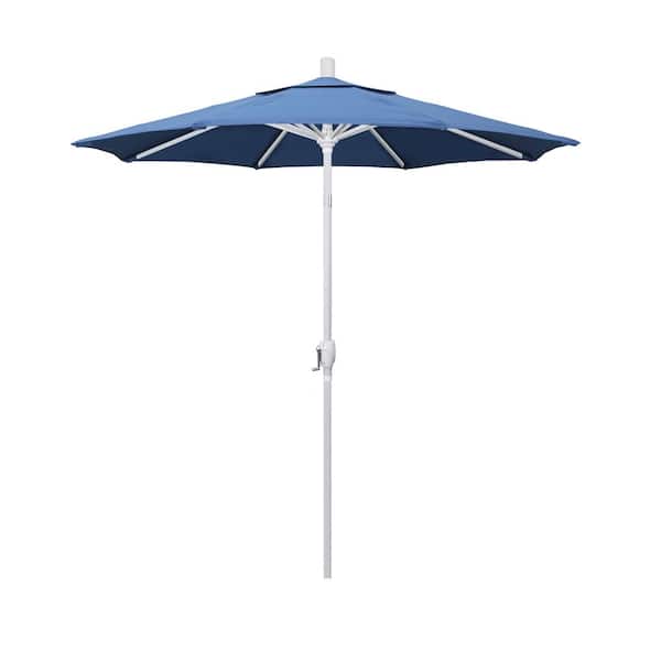 California Umbrella 7.5 ft. Matte White Aluminum Market Push Tilt Patio Umbrella in Capri Pacifica