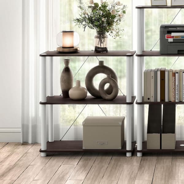 Quincy 30.1 in. Tall Espresso Engineered Wood Wide 3-Shelf Modular Bookcase With Support Rods