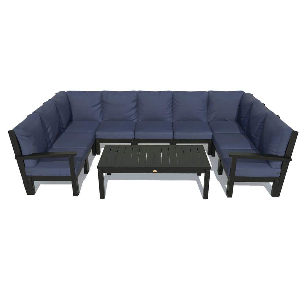 Bespoke Deep Seating 10-Piece Plastic Outdoor Sectional Set and Conversation Table with Cushions
