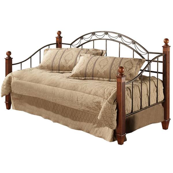 Hillsdale Furniture Camelot Black Gold/Cherry Wood Post Daybed with Suspension Deck and Roll-Out Trundle