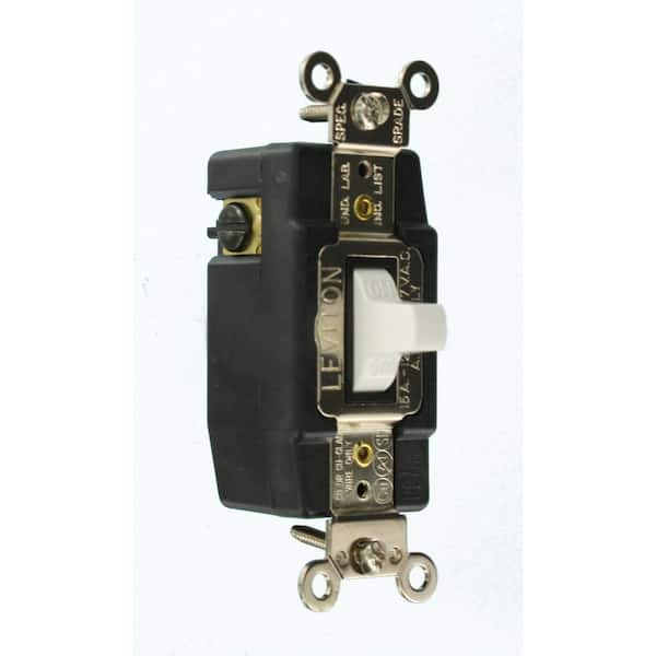 15 Amp Industrial Grade Heavy Duty Single-Pole Double-Throw Center-Off Momentary Contact Toggle Switch, White 1256-W
