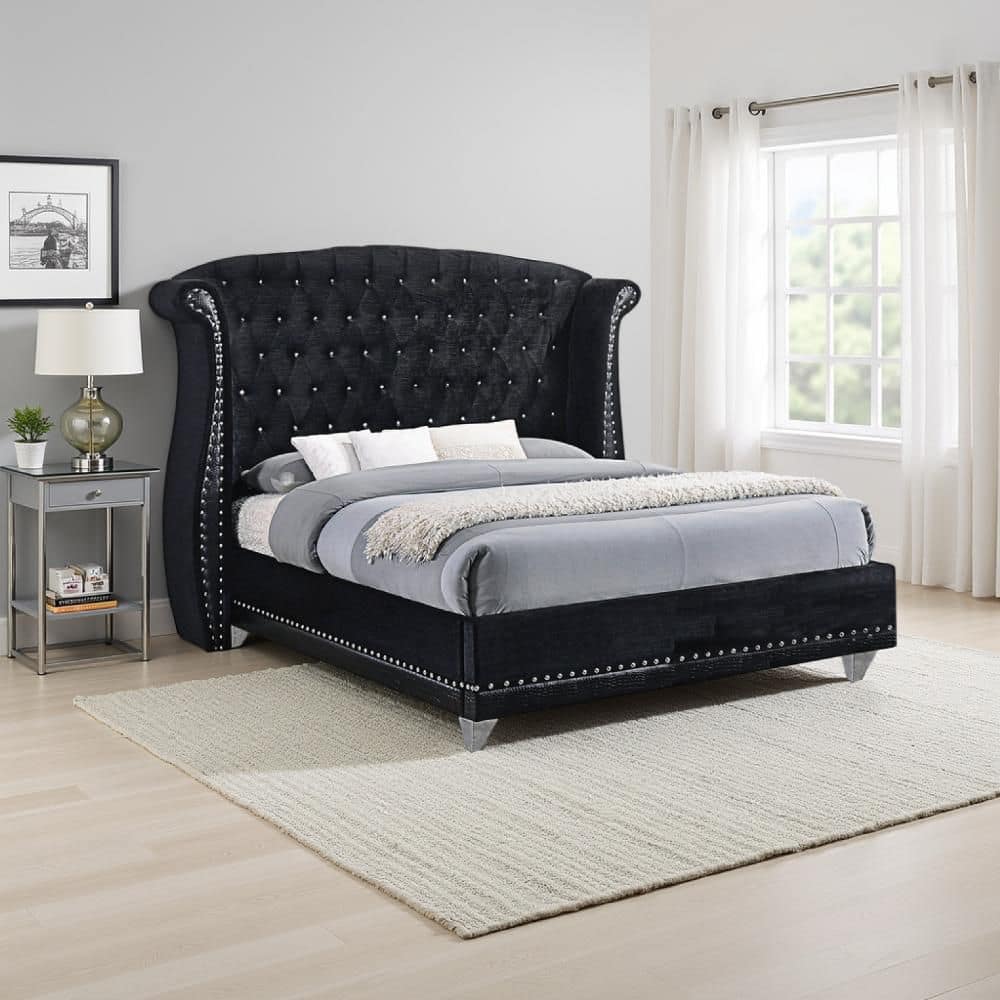 Black Wood Frame Queen Size Panel Bed with Headboard price history on PriceWatchPro
