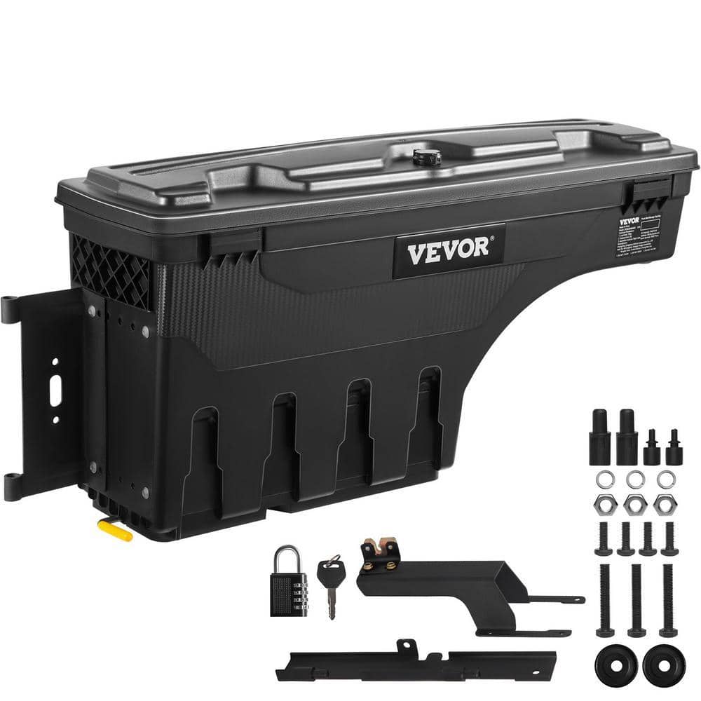 VEVOR Driver Side Truck Tool Box in ABS, 28 in., 6.6 Gal. Truck Bed Storage Box with Padlock for Ford F150 2015-2021, in Black (lHFQzPbOq6Zuf0q)