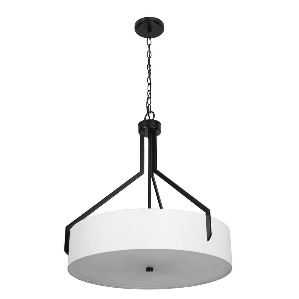 Thayne 300-Watt 5-Light Black Drum Pendant Light with Fabric Shade price history on PriceWatchPro