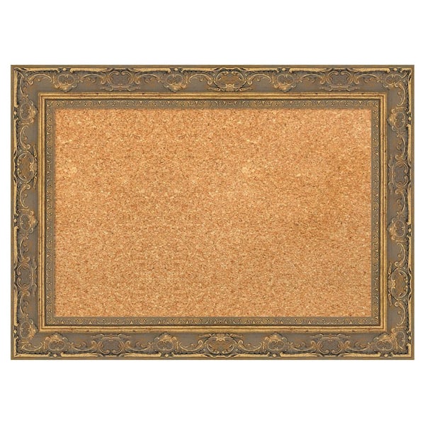 Filigree Gold 22 in. x 16 in. Poly Framed Natural Cork Memo Board