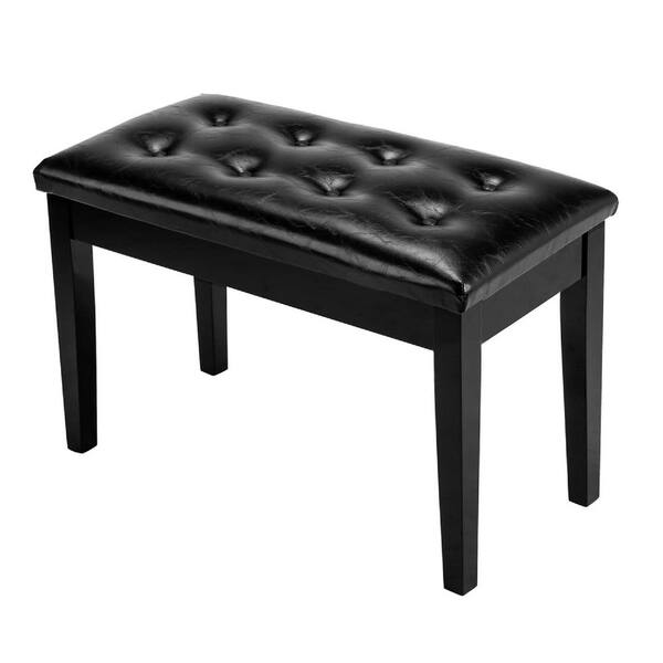Karl home Black Piano Bench with Button Surface Cushion for Double Persons 29in.