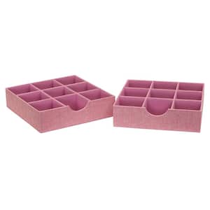 12 in W x 3 in. H Carnation Pink 1 Drawer 9 Section Hard-Sided Trays (2-Pack)