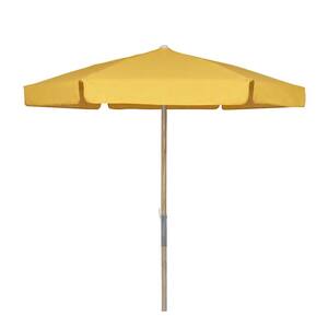 7.5 ft. Wood Beach Patio Umbrella with Yellow Vinyl Coated Weave