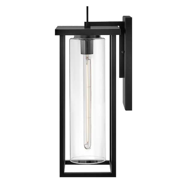 LARK - Mateo 1-Light Black Hardwired Outdoor Wall Lantern Sconce