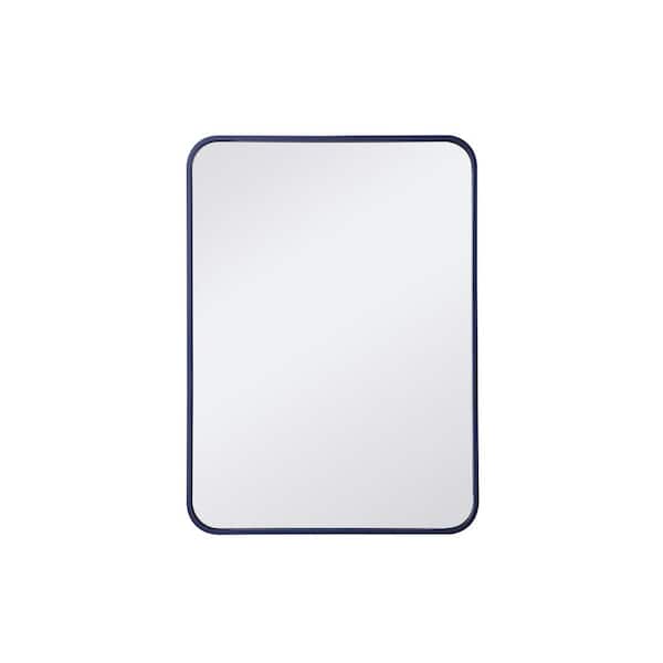 Unbranded Timeless Home 30 in. H x 22 in. W Blue Modern Soft Corner Rectangular Wall Mirror