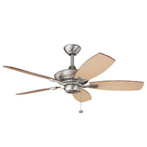 Canfield 44 in. Indoor Brushed Nickel Downrod Mount Ceiling Fan with Pull Chain for Bedrooms or Living Rooms