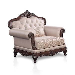 Noel Brown Fabric Accent Armchair with Tufting