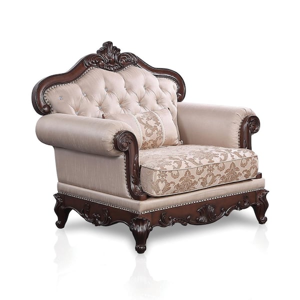 Furniture of America Noel Brown Fabric Accent Armchair with Tufting