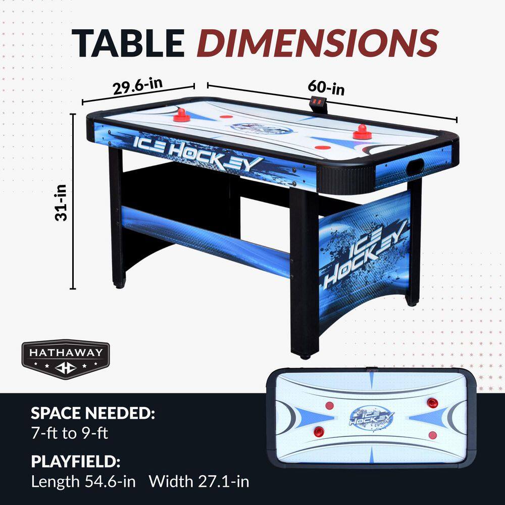Face-Off 5 ft Blue Air Hockey Table with Electronic Scoring