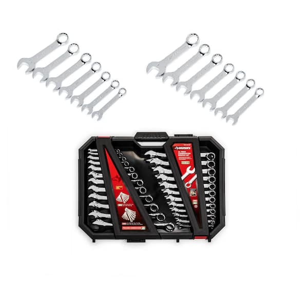 Husky SAE/MM Combination and Stubby Wrench Set (38-Piece)