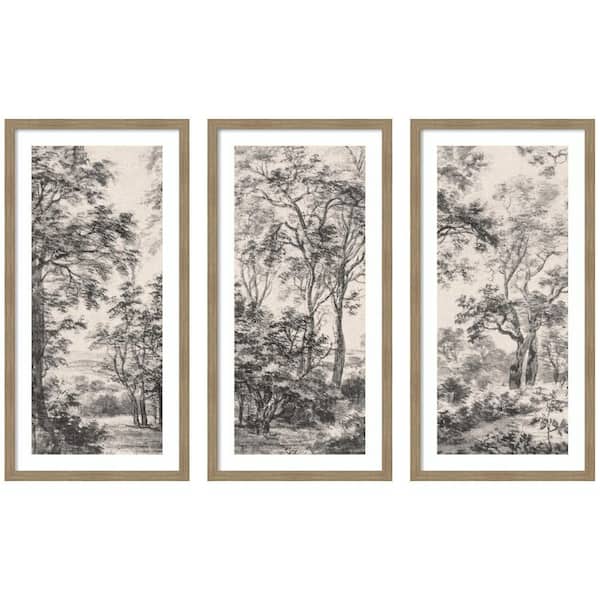 3-Piece Woodgrain "Wooded Landscape" by Nostalgia Prints Landscape Framed Art Print Set 42 in. x 67 in.
