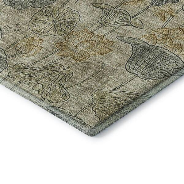 Mayfield Premium Machine Washable Abstract AMF2128 Khaki 10 ft. x 14 ft. Area Rug