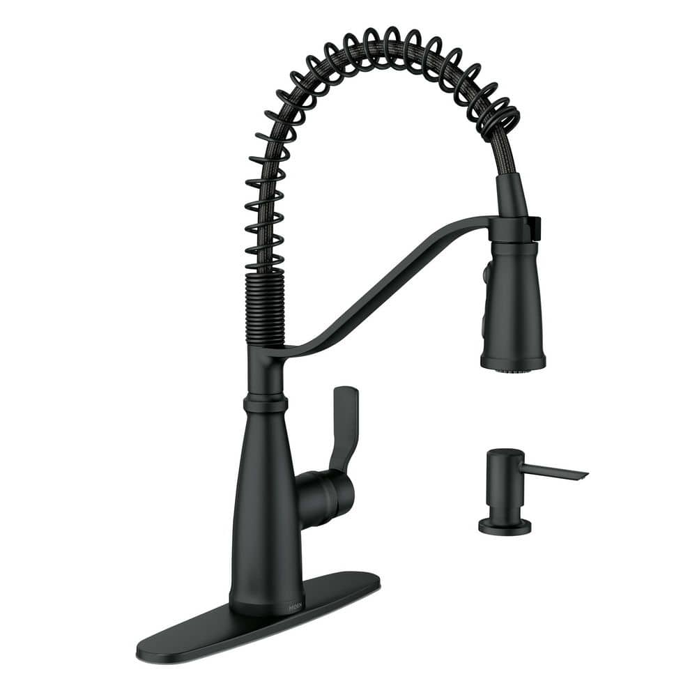 Matte Black Single Handle Pull-Down Kitchen Faucet with Spray