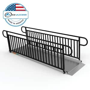 GATEWAY 3G 10 ft. Aluminum Solid Surface Wheelchair Ramp with Black Vertical Picket Handrails