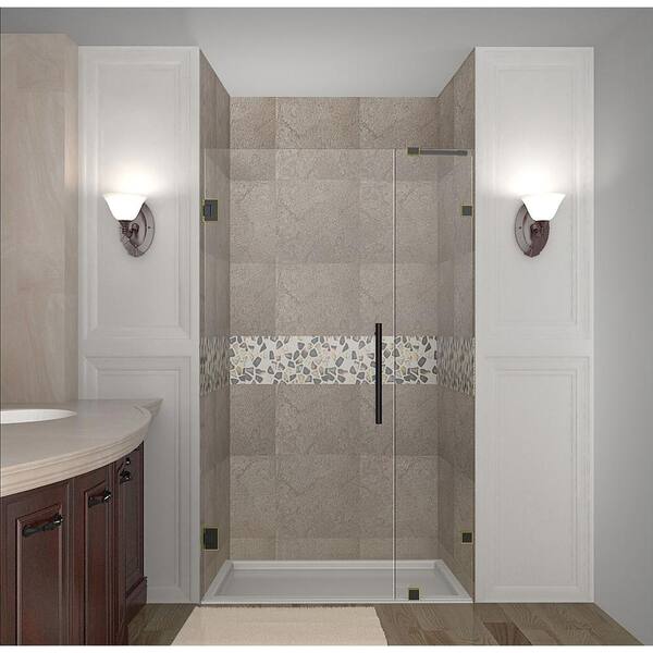 Aston Nautis 34 in. x 72 in. Completely Frameless Hinged Shower Door in Oil Rubbed Bronze