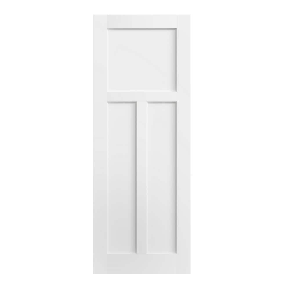 TENONER 30 in. x 80 in. T Shaped, 3-Panel MDF, White Primed Wood, Pre ...