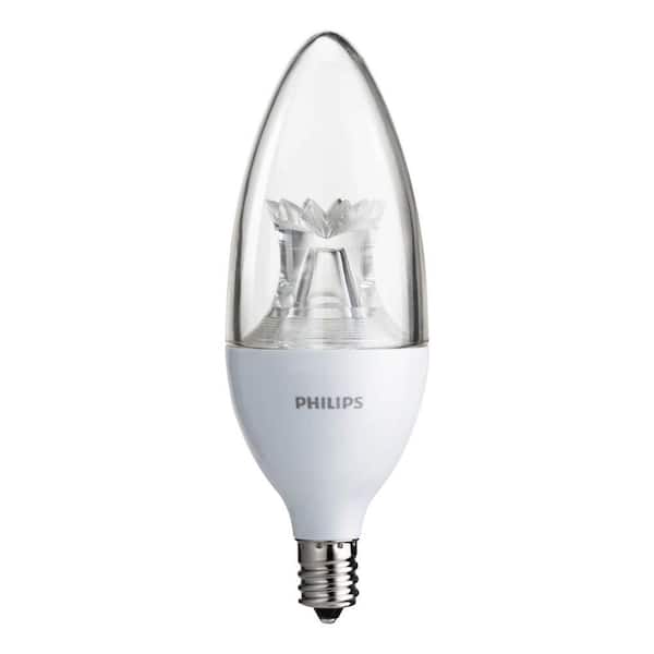 Philips 25-Watt Equivalent B11 Dimmable LED Blunt Tip Candle Soft White with Warm Glow Light Effect