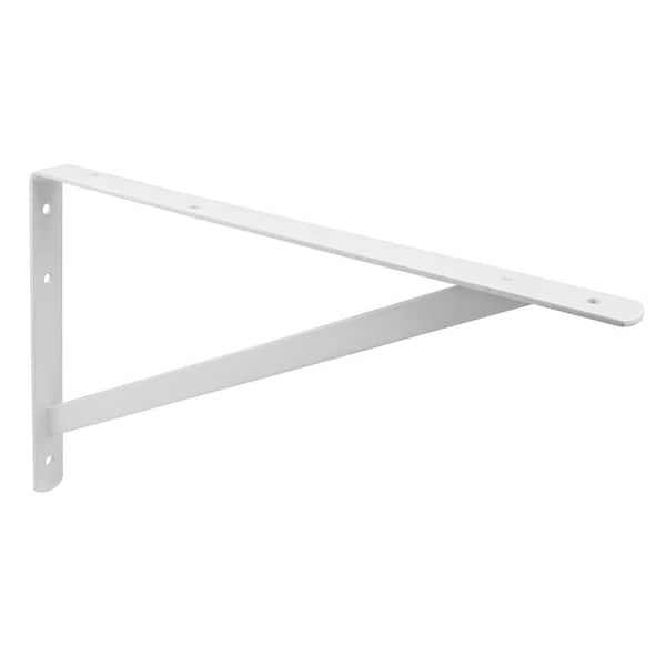 Shelf Pin Bracket, Wall Clip, 3/16 in. x 16 in. x 10 in. Steel, White Enamel Finish, Heavy Duty (Single Pack)