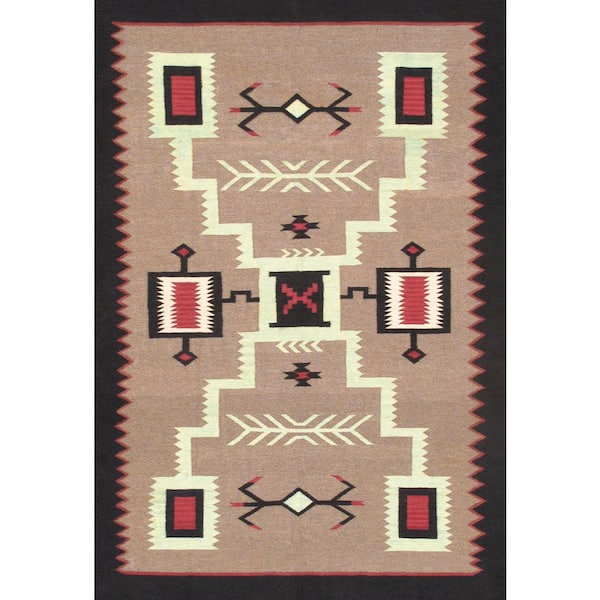 Tuscany Mocha/Black 6 ft. x 9 ft. Geomatric Area Rug