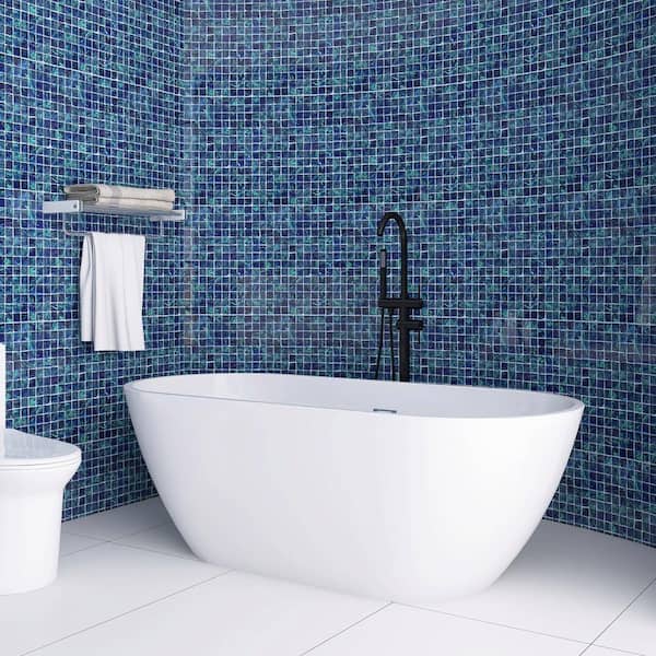 JimsMaison 59 in. x 29 in. Acrylic Soaking Bathtub with Center Drain in White