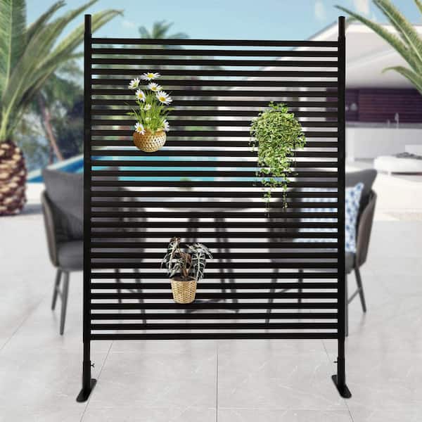 YIYIBYUS 5.91 ft. x 3.94 ft. Outdoor Metal Steel Freestanding Privacy Fence Screen Patio Garden Decorative Fence