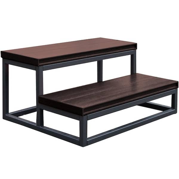 21 in. x 30 in. x 14 in. 2 Tier Spa Step in Smoke