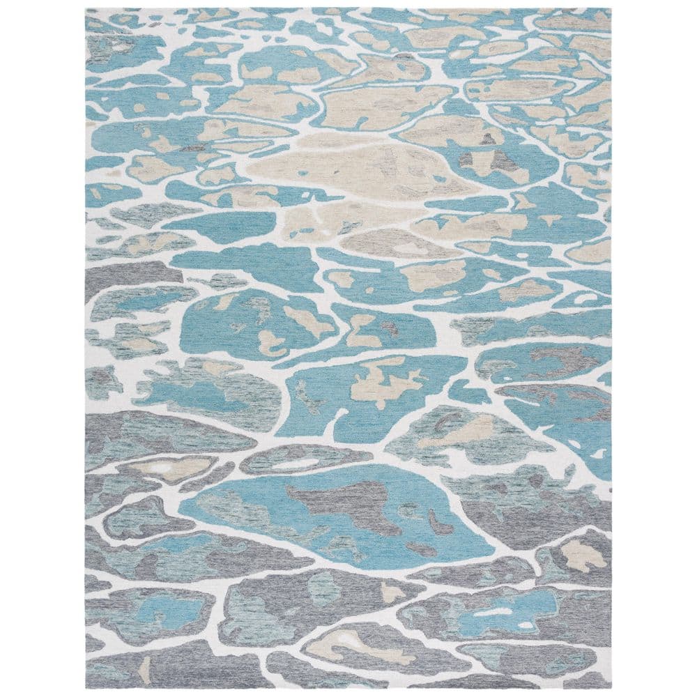 Abstract 9 ft. x 12 Blue/Ivory Abstract Area Rug
