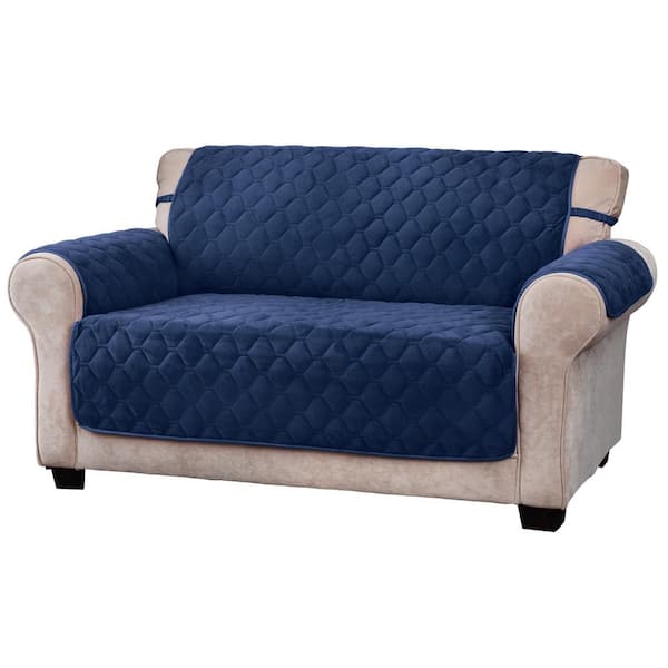 Innovative Textile Solutions Navy Logan Micro Velvet Sofa Furniture Cover Slipcover