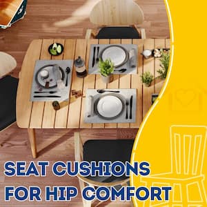 16 in. x 17 in. Square Indoor Seat Cushion Dining Chair Cushion in Black (4-Pack)