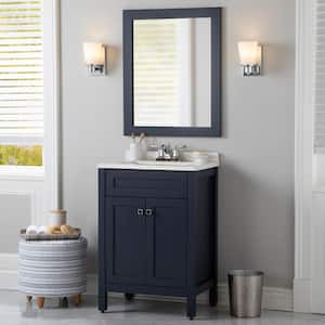 Maywell 25 in. W x 19 in. D x 38 in. H Single Sink Freestanding Bath Vanity in Blue with White Cultured Marble Top