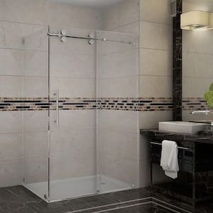 Langham 48 in. x 33.8125 in. x 75 in. Completely Frameless Shower Enclosure in Chrome with Clear Glass