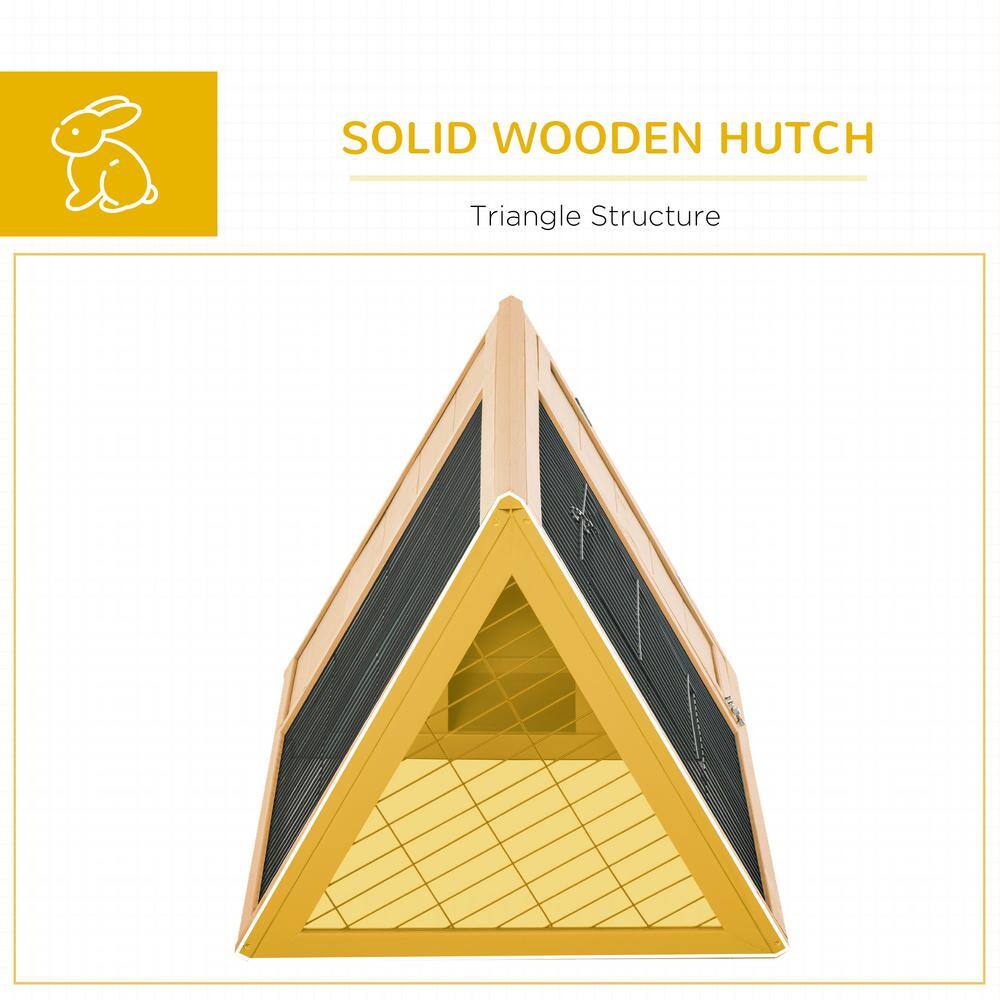Natural Wood and Iron A-Frame Guinea Pig Hutch with Run