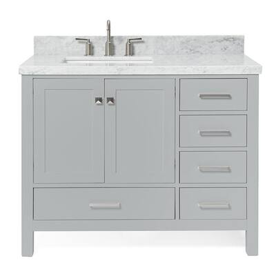 ARIEL Cambridge 49 in. Bath Vanity in Grey with Marble Vanity Top in ...