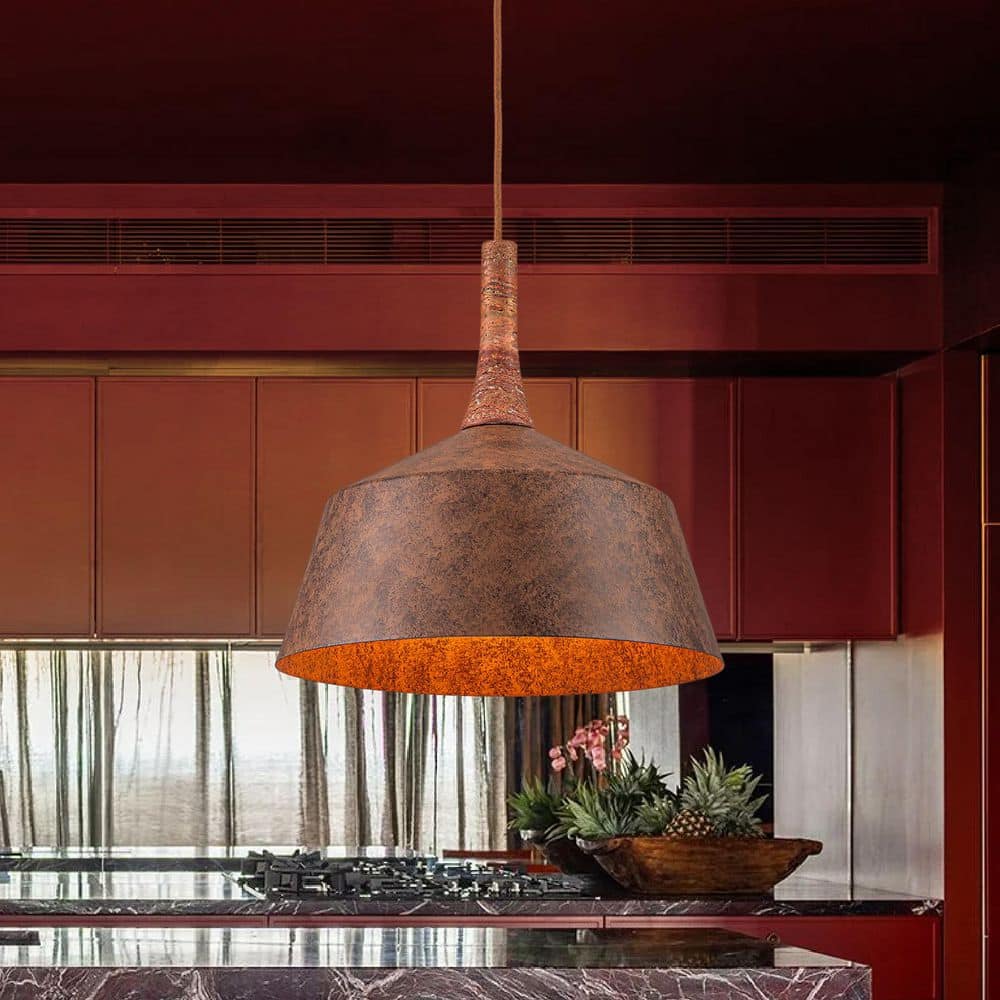 Barn 1-Light 15.7 in. W Rustic Industrial Weathered Antique Copper Cone Pendant Light for Kitchen Island Dining Table price history on PriceWatchPro